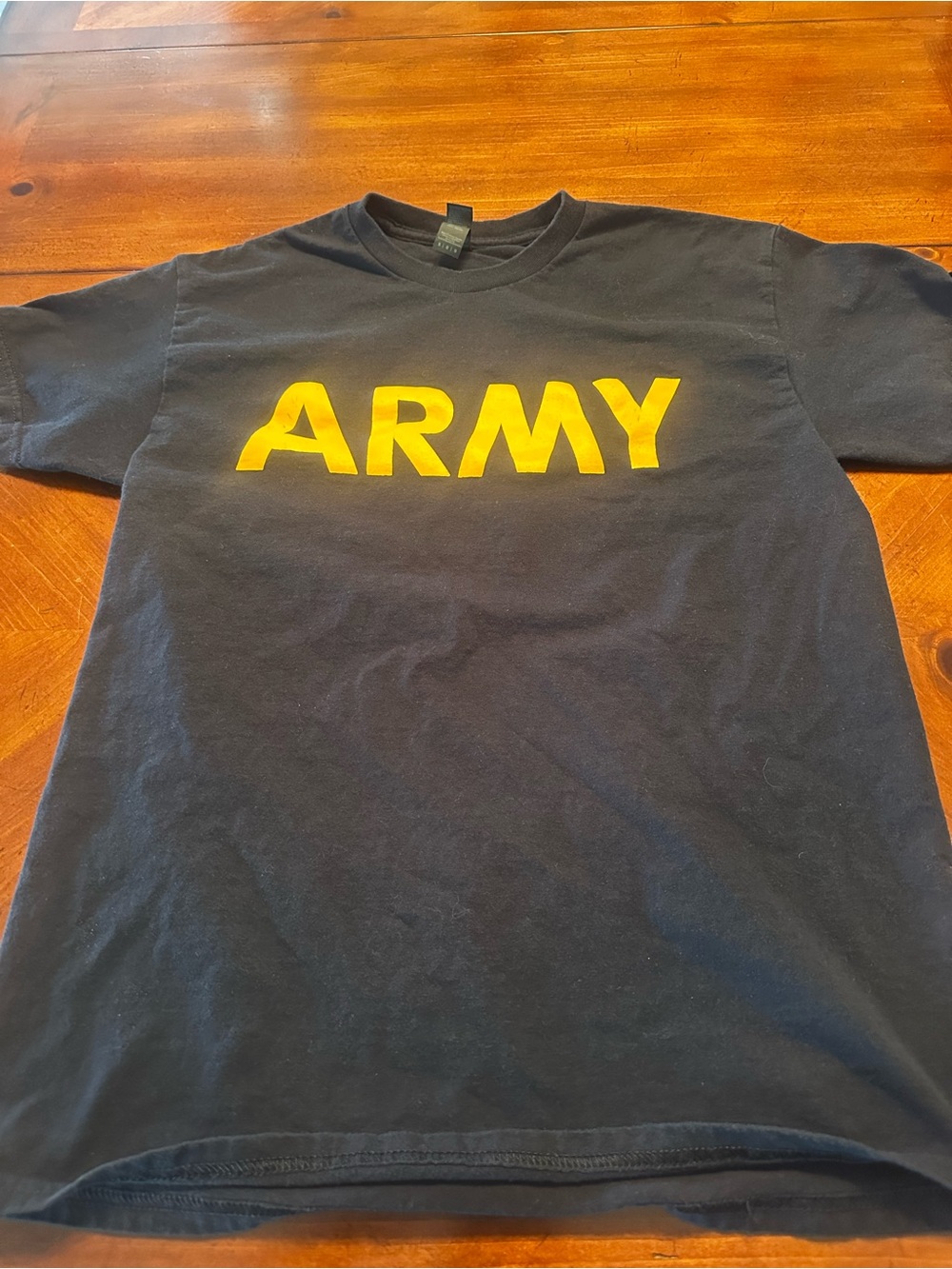 Gildan Black Short Sleeve Tee with Yellow ARMY Print Size M